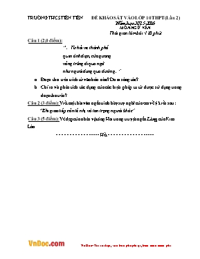 Đề thi thử vào lớp 10 THPT môn Ngữ văn lần 2 - Năm học 2015-2016 - Trường THCS Tiền Tiến
